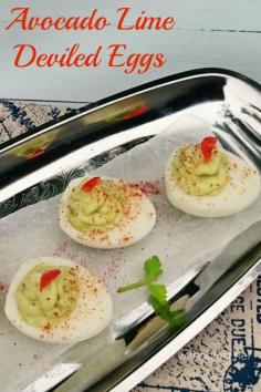
                    
                        These Avocado Lime Deviled Eggs are extremely creamy with a tangy bite to it ! Super-Quick and easy to get ready too !
                    
                
