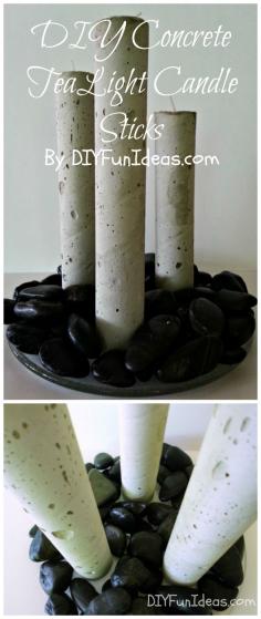 DIY Concrete Tea Light Candle Sticks