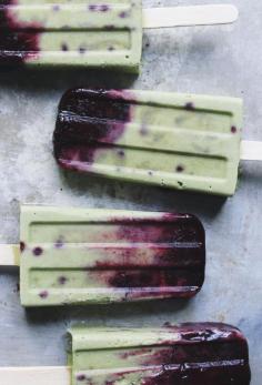 Roasted Blueberry and Cream Matcha Popsicles - Roasted Blueberry and Cream Matcha Popsicles, made with lots and lots of love, coconut milk and organic matcha powder. Matcha, in case you aren’t familiar, is a finely ground, high-quality green tea powder that has been around for centuries