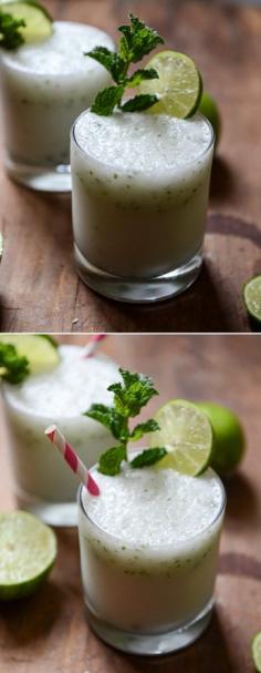 
                    
                        FROSTY COCONUT MOJITOS! I howsweeteats.com
                    
                