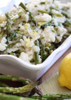 
                    
                        Spring Asparagus Risotto - Perfect as a meatless main dish if you use vegetable broth. #vegetarian
                    
                