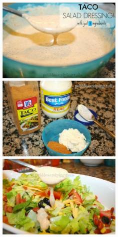 
                    
                        Taco Salad Dressing. Only 3 ingredients!! It goes well with the Doritos Taco Salad.  EASY dinner!
                    
                