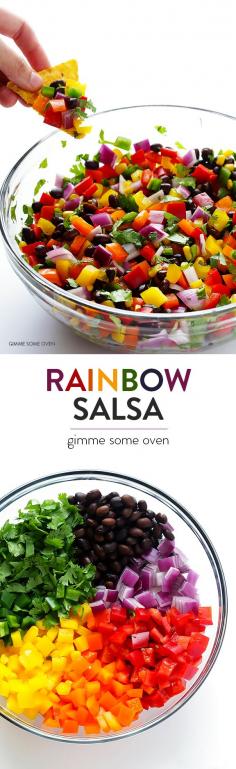 
                    
                        Rainbow Salsa -- it's fresh, healthy, colorful, tasty, and always a big hit at a party! | gimmesomeoven.com
                    
                