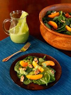 
                    
                        Apricot Spinach Salad with Toasted Walnuts and Avocado Basil Dressing - Fresh Vegan Summer Salad Recipe on ToriAvey.com
                    
                