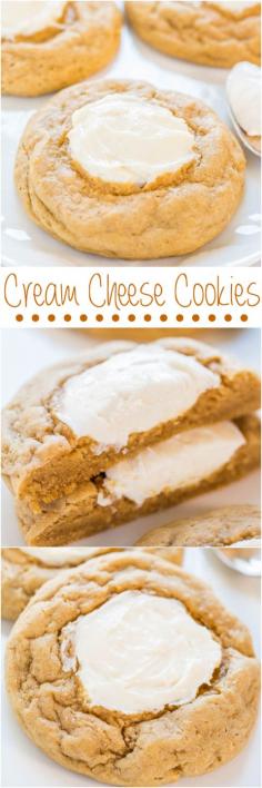 
                    
                        Cream Cheese Cookies - Big, soft, buttery cookies with sweet and tangy cream cheese in the middle!! Oh my....Best thumbprints ever!!!
                    
                