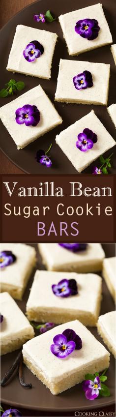 
                    
                        Vanilla Bean Sugar Cookie Bars - these melt in your mouth! My new favorite sugar cookie bar!
                    
                