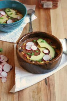 Subtle spiciness from salsa makes this a perfect black bean corn soup for any time of the year. Made in a crock pot.