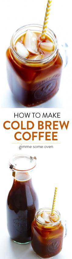 
                    
                        Learn how to make cold brew coffee with this step-by-step tutorial and recipe.  It's so easy!! | gimmesomeoven.com
                    
                