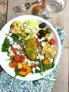 
                    
                        Greek Salad Bowl w/ Creamy Dreamy Avocado Tzatziki + California Avocados 101 #sponsoredtravel
                    
                