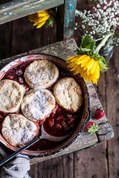 
                    
                        Skillet Strawberry Cobbler with Cream Cheese Swirled Biscuits
                    
                