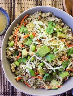 This vegetarian Asian quinoa bowl with wasabi lime dressing is so healthy, refreshing and simple.