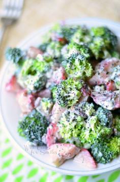 This Strawberry Broccoli Salad has a yogurt goat cheese dressing that really makes it great.  Wonderful side dish for a bbq.