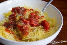 
                    
                        Spaghetti Squash with Tomato Sauce and Parmesan Cheese | Only 88 Calories | Satisfying, Indulgent & Healthy | For MORE RECIPES, fitness & nutrition tips please SIGN UP for our FREE NEWSLETTER www.NutritionTwin...
                    
                