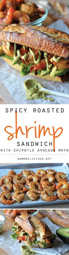 A loaded shrimp sandwich with a kick of heat and a double dose of avocado goodness!