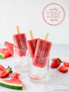 
                    
                        sparkling watermelon and roasted strawberry popsicles
                    
                