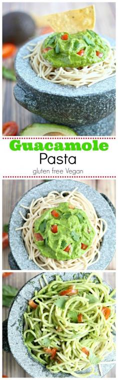 
                    
                        (Avocado) Guacamole Pasta Sauce- The full flavor of guacamole combined with pasta. Avocado and spinach make this sauce special. gluten free vegan
                    
                