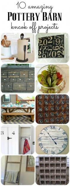 
                    
                        WOW!  These 10 Pottery Barn knock off projects are absolutely amazing!  I want to make all of them for myself!
                    
                