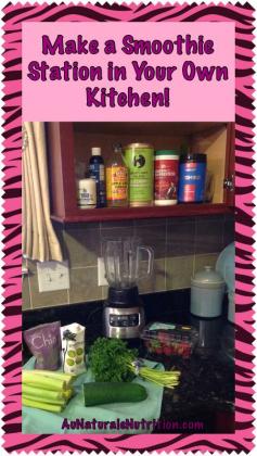 
                    
                        Make a smoothie Station in your own Kitchen!  Plus, a recipe for Green Vegetable Smoothies - Au Naturale!  By Jenny at www.AuNaturaleNut...
                    
                