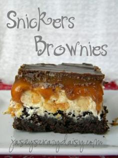 Snickers Brownies, with RECIPE!....ultimate sweet tooth satisfaction:)