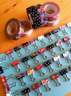 washi taped binder clips #washitape #cute #artsy #officesupplies