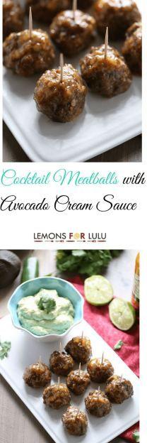 
                    
                        Sweet and savory meatball recipes with a unique blend of flavors in the cocktail sauce and the avocado dipping sauce that is served along side! These meatballs are terrific party food, but would make an excellent quick meal as well! lemonsforlulu.com ~ www.lemonsforlulu...
                    
                