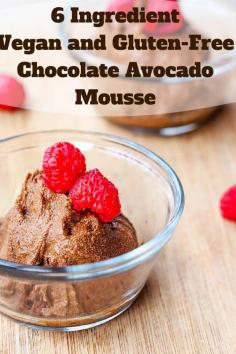 
                    
                        6 Ingredient #Vegan and #GlutenFree #Chocolate #Avocado Mousse might just be the best feel good guilt free #dessert ever. No baking required and ready in minutes.
                    
                