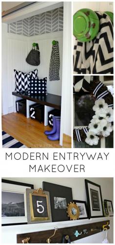 
                    
                        WOW!  What an improvement!  I love this Black and White Modern Entryway Makeover.  Via View From The Fridge
                    
                