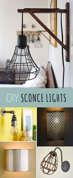 
                    
                        DIY Sconce Lights • A Round-up of all kinds of great ideas, projects and tutorials! Learn how to make your own sconce lights!
                    
                