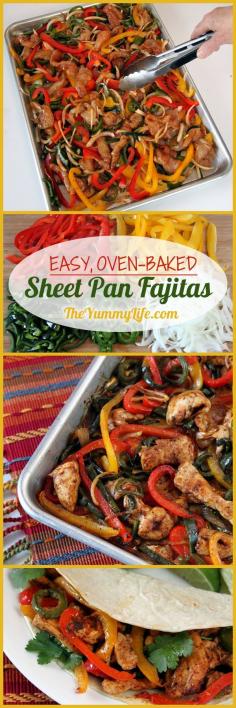 
                    
                        Easy, Oven-Baked Sheet Pan Chicken Fajitas ~ A quick, no-fuss method for making this healthy Mexican food favorite with make-ahead convenience
                    
                