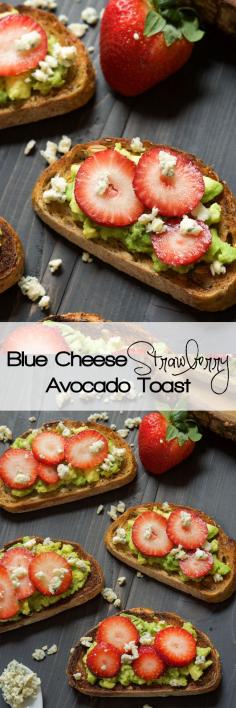 
                    
                        A simple, no fess appetizer that is sweet, savory and salty! Strawberry Avocado Toast with blue cheese crumbles is healthy and indulgent all in one bite and takes minutes to make!
                    
                