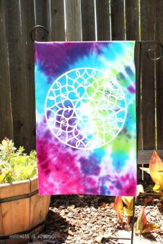 
                    
                        How to Tie Dye and Upcycle an Old T-Shirt into a Colorful  Garden Flag - Happiness is Homemade
                    
                