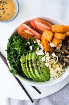 
                    
                        Veggie Noodle bowl with a Tangy Peanut Sauce | image courtesy of  Butterflyfood via 80twenty
                    
                