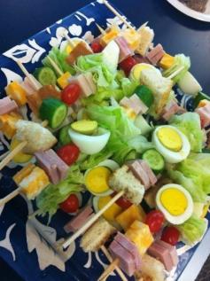 Salad kabobs. Good idea for summer side dishes