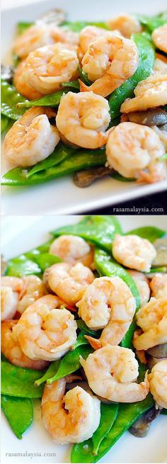 
                    
                        Shrimp with Snow Peas - healthy and fresh snow peas stir-fried with shrimp. Easy recipe that packs lots of flavors | rasamalaysia.com
                    
                