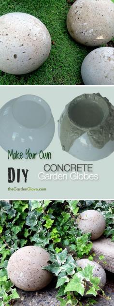 
                    
                        DIY Concrete Garden Globes - Make your own concrete garden globes using old glass light shades!
                    
                