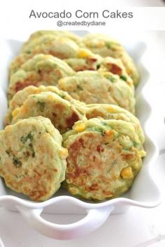 
                    
                        {my notes: omitted SP, used coconut oil in place of butter, added a little onion/garlic powder, hemp milk in place of cows milk, and used green onion instead of scallions since that's what I had on hand. Yum! Babies liked a lot}Avocado Corn Cakes from createdbydiane
                    
                