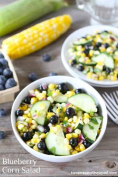 Tried it, loved it!!   Blueberry Corn Salad Recipe on twopeasandtheirpod.com. Love this fresh and healthy salad! #salad #glutenfree #vegetarian
