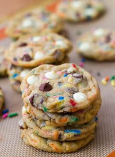 
                    
                        These cake batter chocolate chip cookies are a guaranteed kid-pleaser with white and semisweet chocolate chips and sprinkles.
                    
                