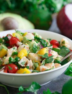 
                    
                        Shrimp mango avocado lime salad. A healthy salad bursting with summer flavor!
                    
                