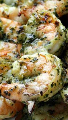
                    
                        Grilled Pesto Shrimp Skewers ~ Homemade pesto with basil  makes a scrumptious addition to shrimp
                    
                