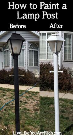 Clean up your lamp post with fresh coat of paint - quick, easy and inexpensive way to update your curb appeal!
