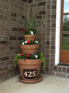 Flower Tower |  cute idea for front porch