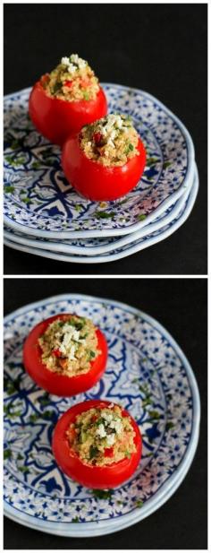 
                    
                        Greek Quinoa and Hummus Stuffed Tomatoes...213 calories and 5 Weight Watchers PP | cookincanuck.com #recipe #healthy
                    
                