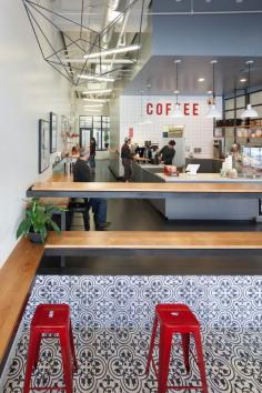 
                    
                        Arcsine Architecture have transformed a dull and dated retail space with green carpet, beige walls, and drop ceilings, into a contemporary coffee shop named Modern Coffee, located in Oakland, California.
                    
                