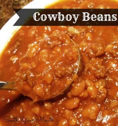 This recipe for Rugged Cowboy Beans is a hearty cowboy beans recipe with hamburger and onion. Cook it up for a potluck or a weeknight meal--...