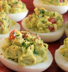 
                    
                        You’ll be the talk of the potluck once you arrive with a tray of our guacamole deviled eggs. This is the kind of recipe where everyone hovers around the buffet table until all the ‘little devils’ are gone.
                    
                