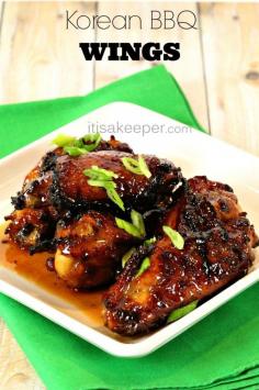 
                    
                        Korean BBQ Wings (an easy grilled chicken wing marinade) from itisakeeper.com
                    
                