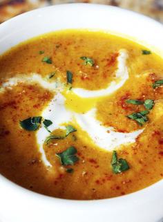 Scrumpdillyicious: Moroccan Carrot  Red Lentil Soup with Harissa