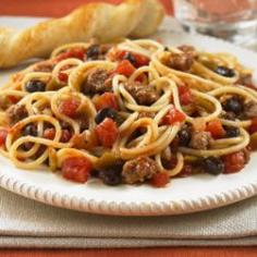 Try Hunt’s Fiesta Spaghetti for an easy skillet dinner recipe!