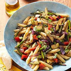 
                    
                        Grilled Veggie Pasta Salad, could toss all this with quinoa instead of pasta
                    
                